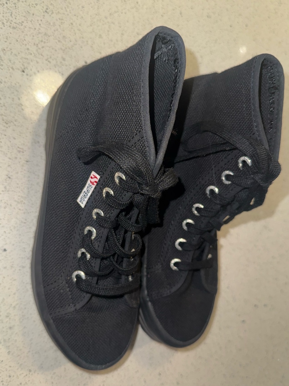 Superga Women High-Top Canvas Sneakers in Black 37
